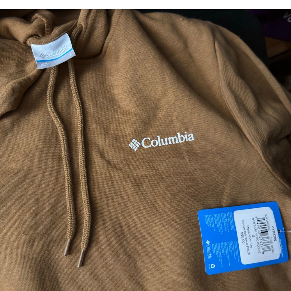 Columbia Layn CSC Hoodie Mens Small Camel Brown NWT Graphic Sweatshirt